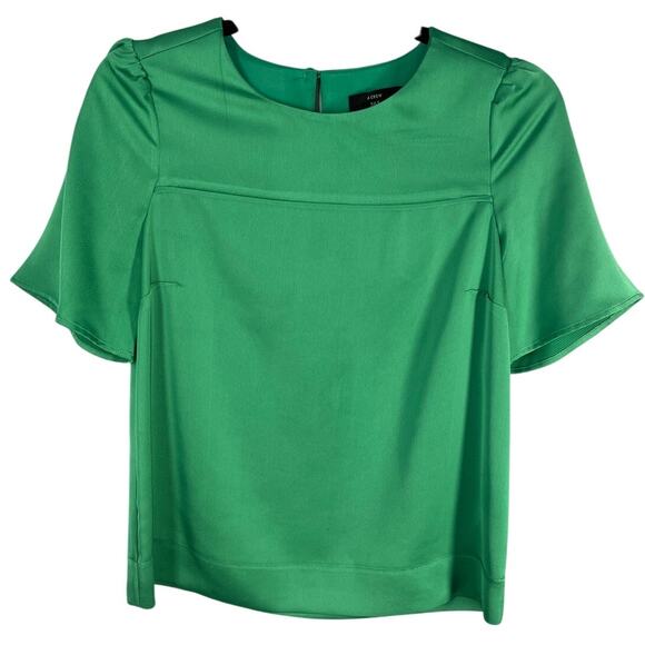 J.Crew 365, Size 00, Spring Green Blouse, Hammered Sheen Texture, Lightweight - Picture 1 of 7